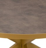 Stalux Ronde eettafel 'Daan' 120cm, kleur goud / lederlook bruin