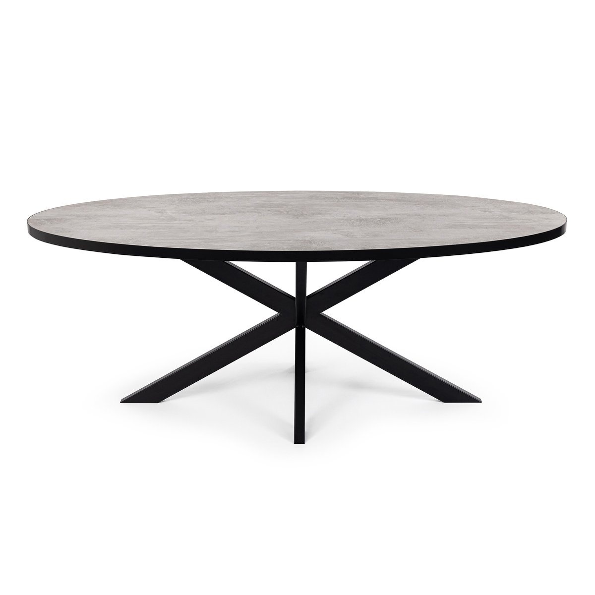 Stalux Ovale eettafel 'Mees' 210 x 100cm, kleur zwart / beton