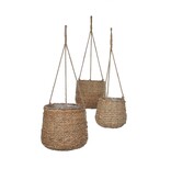 KantoormeubelenPlus Avalon Hangende Mand voor Planten - Set van 3 - H90 x Ø30 cm - Zeegras - Lichtbruin