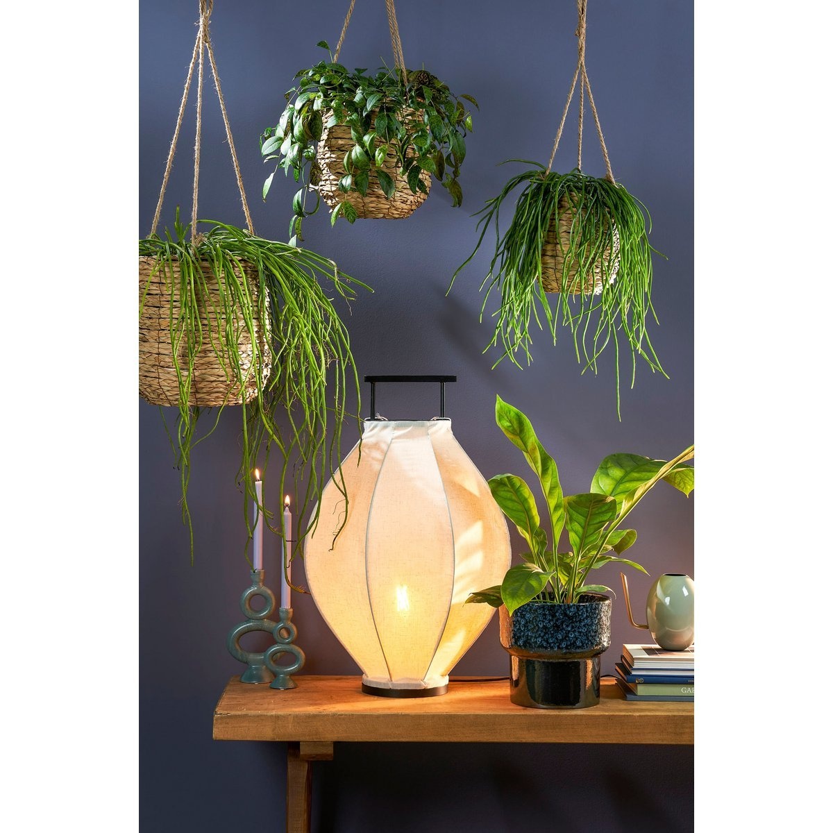 KantoormeubelenPlus Avalon Hangende Mand voor Planten - Set van 3 - H90 x Ø30 cm - Zeegras - Lichtbruin