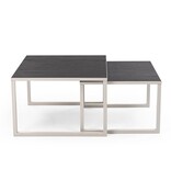 VidaXL Stalux Salontafelset 'Lisa' 65 en 50cm, kleur wit / zwart eiken