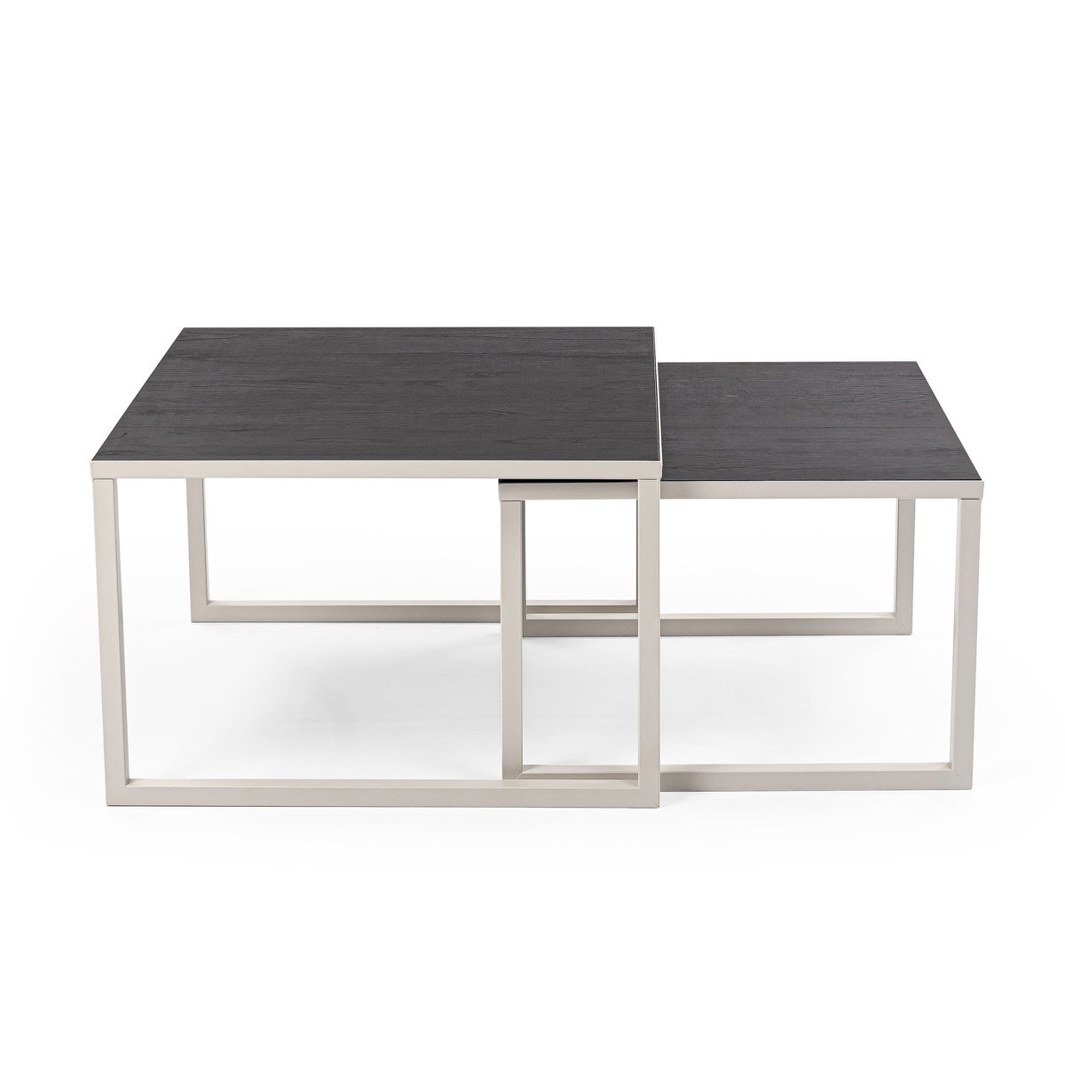VidaXL Stalux Salontafelset 'Lisa' 65 en 50cm, kleur wit / zwart eiken