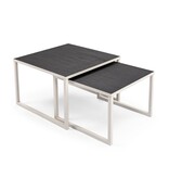 VidaXL Stalux Salontafelset 'Lisa' 65 en 50cm, kleur wit / zwart eiken