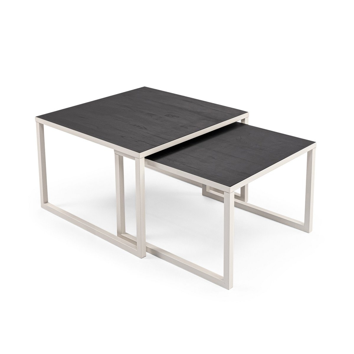 KantoormeubelenPlus Stalux Salontafelset 'Lisa' 65 en 50cm, kleur wit / zwart eiken