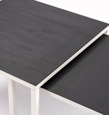 VidaXL Stalux Salontafelset 'Lisa' 65 en 50cm, kleur wit / zwart eiken