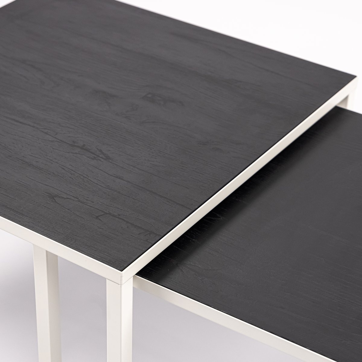 KantoormeubelenPlus Stalux Salontafelset 'Lisa' 65 en 50cm, kleur wit / zwart eiken