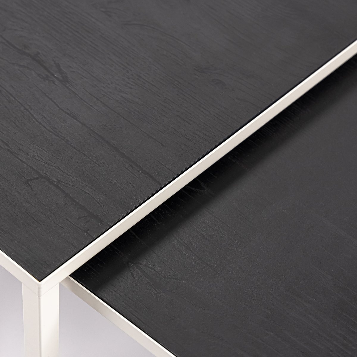 KantoormeubelenPlus Stalux Salontafelset 'Lisa' 65 en 50cm, kleur wit / zwart eiken