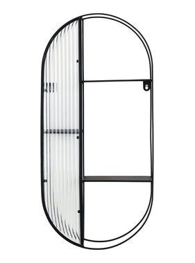 KantoormeubelenPlus Newcastle Shelf - Plank, staal/glas, zwart, 3 planken, 32x11x68 cm