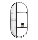 KantoormeubelenPlus Newcastle Shelf - Plank, staal/glas, zwart, 3 planken, 32x11x68 cm