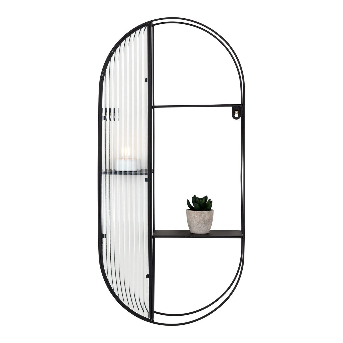 KantoormeubelenPlus Newcastle Shelf - Plank, staal/glas, zwart, 3 planken, 32x11x68 cm