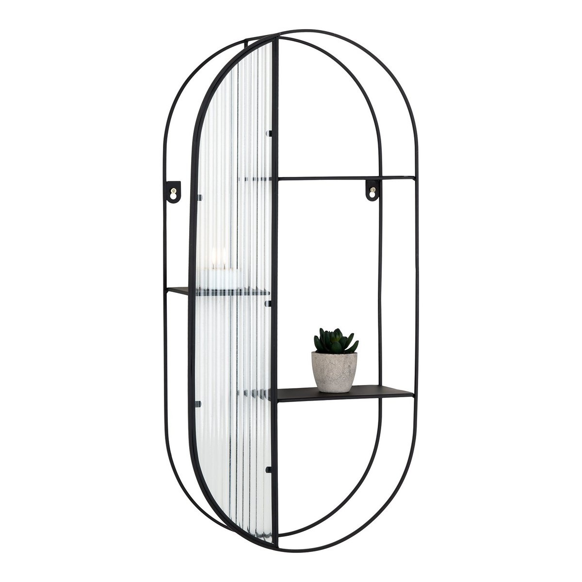 KantoormeubelenPlus Newcastle Shelf - Plank, staal/glas, zwart, 3 planken, 32x11x68 cm