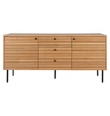 Kyoto Dressoir - Dressoir, eikenfineer, zwart metalen poten, 3 laden en 2 deuren, 150x40x74 cm