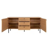 Kyoto Dressoir - Dressoir, eikenfineer, zwart metalen poten, 3 laden en 2 deuren, 150x40x74 cm