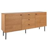 Kyoto Dressoir - Dressoir, eikenfineer, zwart metalen poten, 3 laden en 2 deuren, 150x40x74 cm