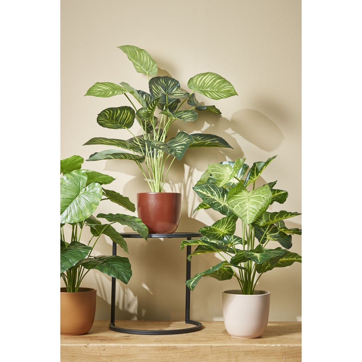 KantoormeubelenPlus Caladium Kunstplant in Bloempot - H100 x Ø50 cm - Groen 