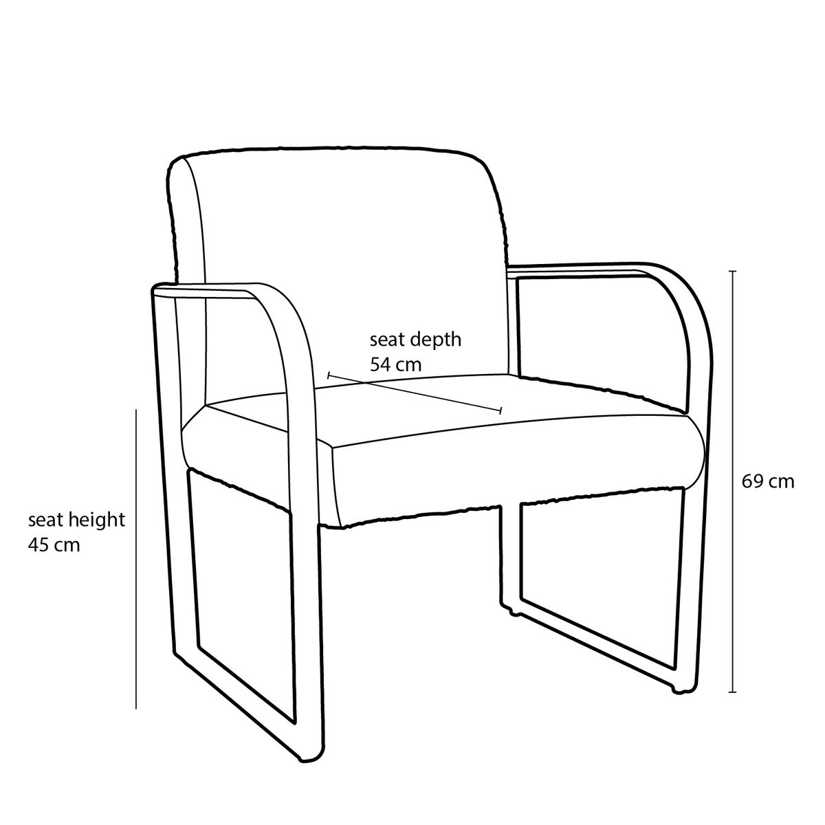KantoormeubelenPlus Symon Fauteuil - L72 x B69 x H81 cm - Terra
