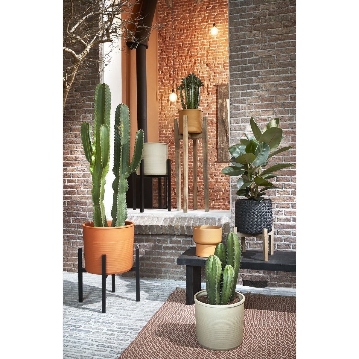 KantoormeubelenPlus Ascot Plantenstandaard XL - L45,5 x B45,5 x H40 cm - Metaal - Zwart