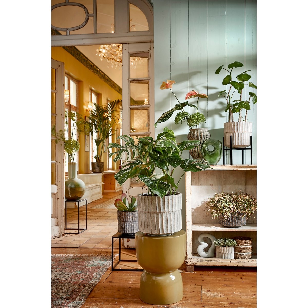 KantoormeubelenPlus Ascot Plantenstandaard XL - L45,5 x B45,5 x H40 cm - Metaal - Zwart