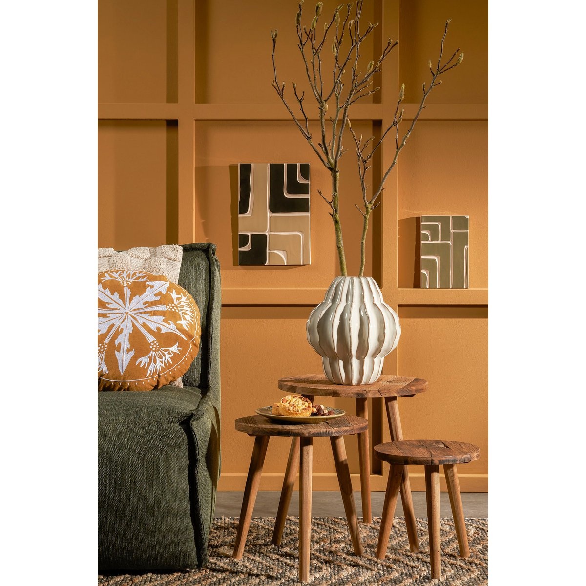 KantoormeubelenPlus Bold Bijzettafel - H42,5 x Ø40 cm - Gerecycled Hout - Bruin