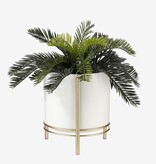 KantoormeubelenPlus Sverre Bloempot op Standaard - H29 x Ø25 cm - Wit, Goud