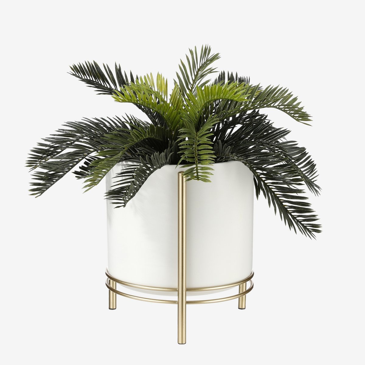 KantoormeubelenPlus Sverre Bloempot op Standaard - H29 x Ø25 cm - Wit, Goud