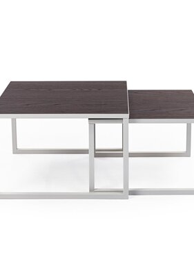 KantoormeubelenPlus Stalux Salontafelset 'Lisa' 65 en 50cm, kleur wit / bruin hout