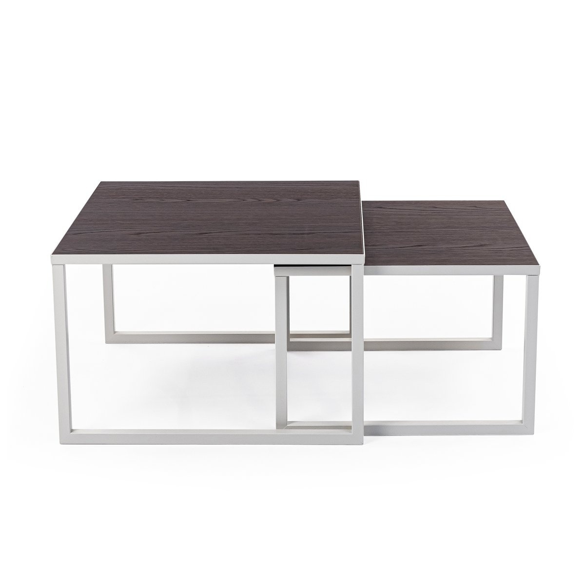 KantoormeubelenPlus Stalux Salontafelset 'Lisa' 65 en 50cm, kleur wit / bruin hout