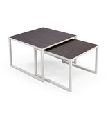 KantoormeubelenPlus Stalux Salontafelset 'Lisa' 65 en 50cm, kleur wit / bruin hout