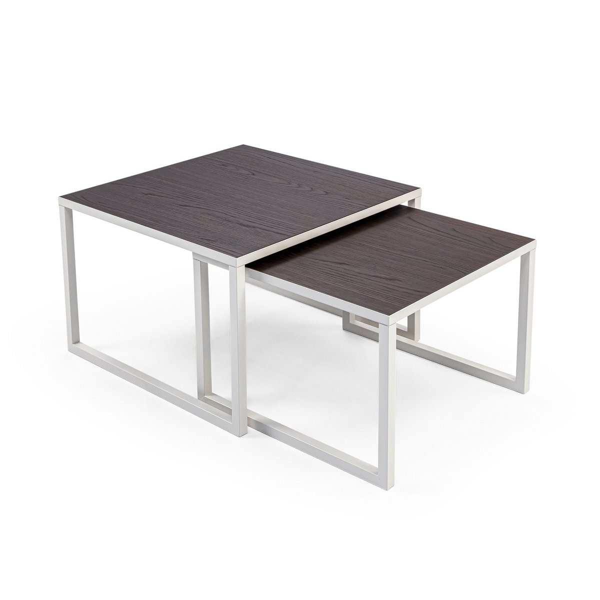KantoormeubelenPlus Stalux Salontafelset 'Lisa' 65 en 50cm, kleur wit / bruin hout