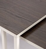 KantoormeubelenPlus Stalux Salontafelset 'Lisa' 65 en 50cm, kleur wit / bruin hout