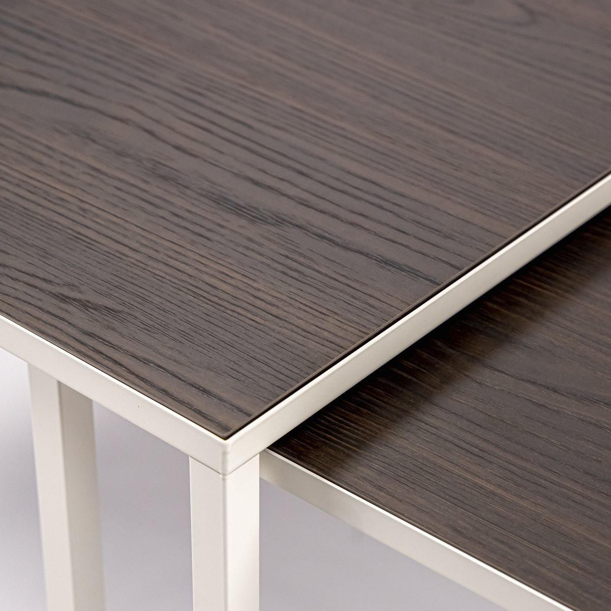 KantoormeubelenPlus Stalux Salontafelset 'Lisa' 65 en 50cm, kleur wit / bruin hout