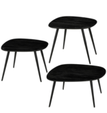 KantoormeubelenPlus Jailey Bijzettafel - Set van 3 - L62 x B52 x H34 cm - Gerecycled Hout - Zwart