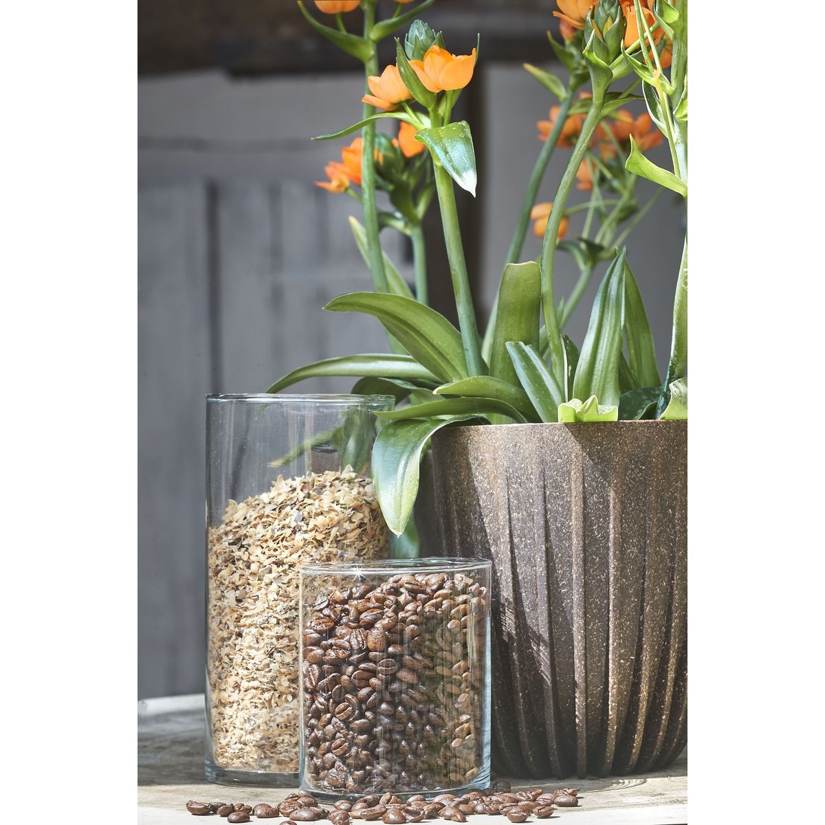 KantoormeubelenPlus Lungo Bloempot - H36 x Ø30 cm - Polypropyleen - FSC Mix - Donkerbruin