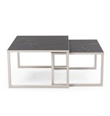 KantoormeubelenPlus Stalux Salontafelset 'Lisa' 65 en 50cm, kleur wit / zwart marmer