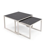 KantoormeubelenPlus Stalux Salontafelset 'Lisa' 65 en 50cm, kleur wit / zwart marmer