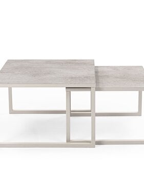 KantoormeubelenPlus Stalux Salontafelset 'Lisa' 65 en 50cm, kleur wit / beton