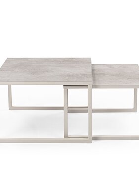 VidaXL Stalux Salontafelset 'Lisa' 65 en 50cm, kleur wit / beton