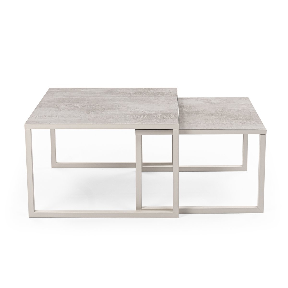 KantoormeubelenPlus Stalux Salontafelset 'Lisa' 65 en 50cm, kleur wit / beton