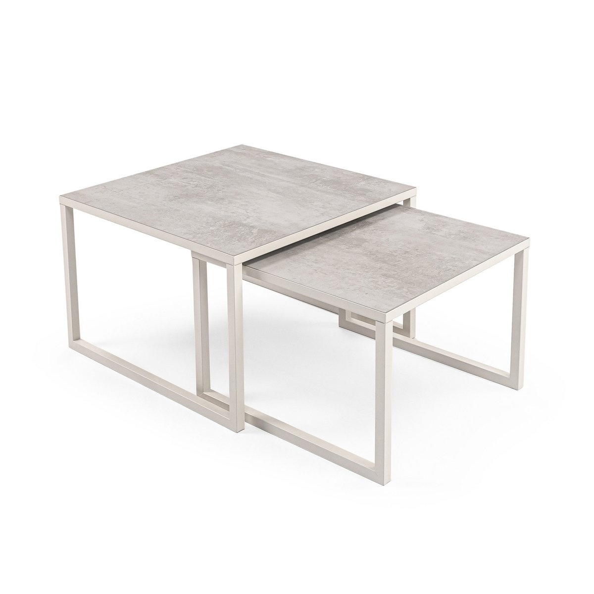 KantoormeubelenPlus Stalux Salontafelset 'Lisa' 65 en 50cm, kleur wit / beton