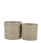 KantoormeubelenPlus Atlantic Mand voor Planten - Set van 2 - H20 x Ø20 cm - Jute - Crème