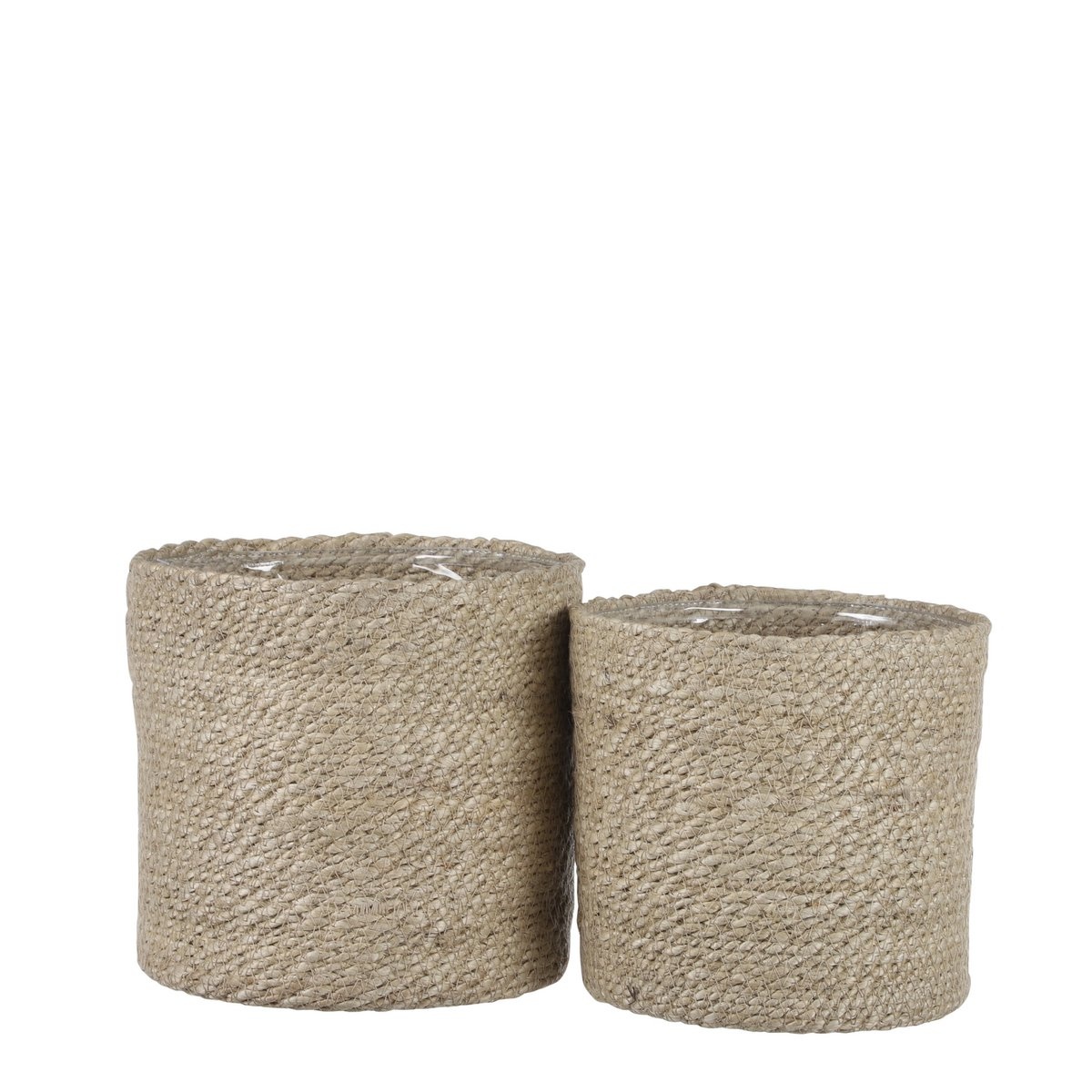 KantoormeubelenPlus Atlantic Mand voor Planten - Set van 2 - H20 x Ø20 cm - Jute - Crème