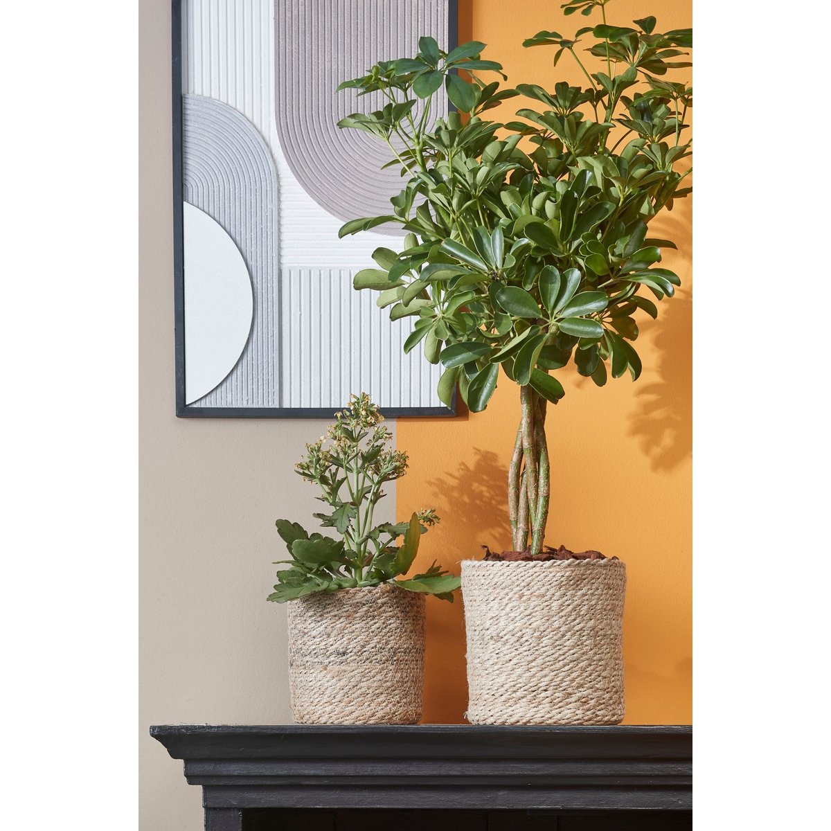 KantoormeubelenPlus Atlantic Mand voor Planten - Set van 2 - H20 x Ø20 cm - Jute - Crème