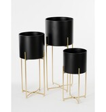 KantoormeubelenPlus Aries Bloempot op Standaard - Set van 3 - H58 x Ø24 cm - Zwart