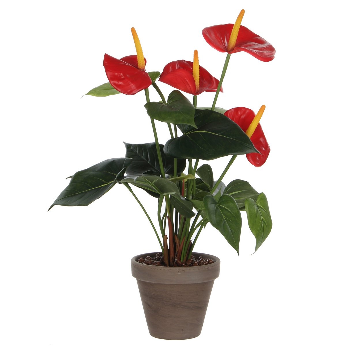 KantoormeubelenPlus Anthurium Kunstplant in Bloempot Stan - H38 x Ø30 cm - Rood
