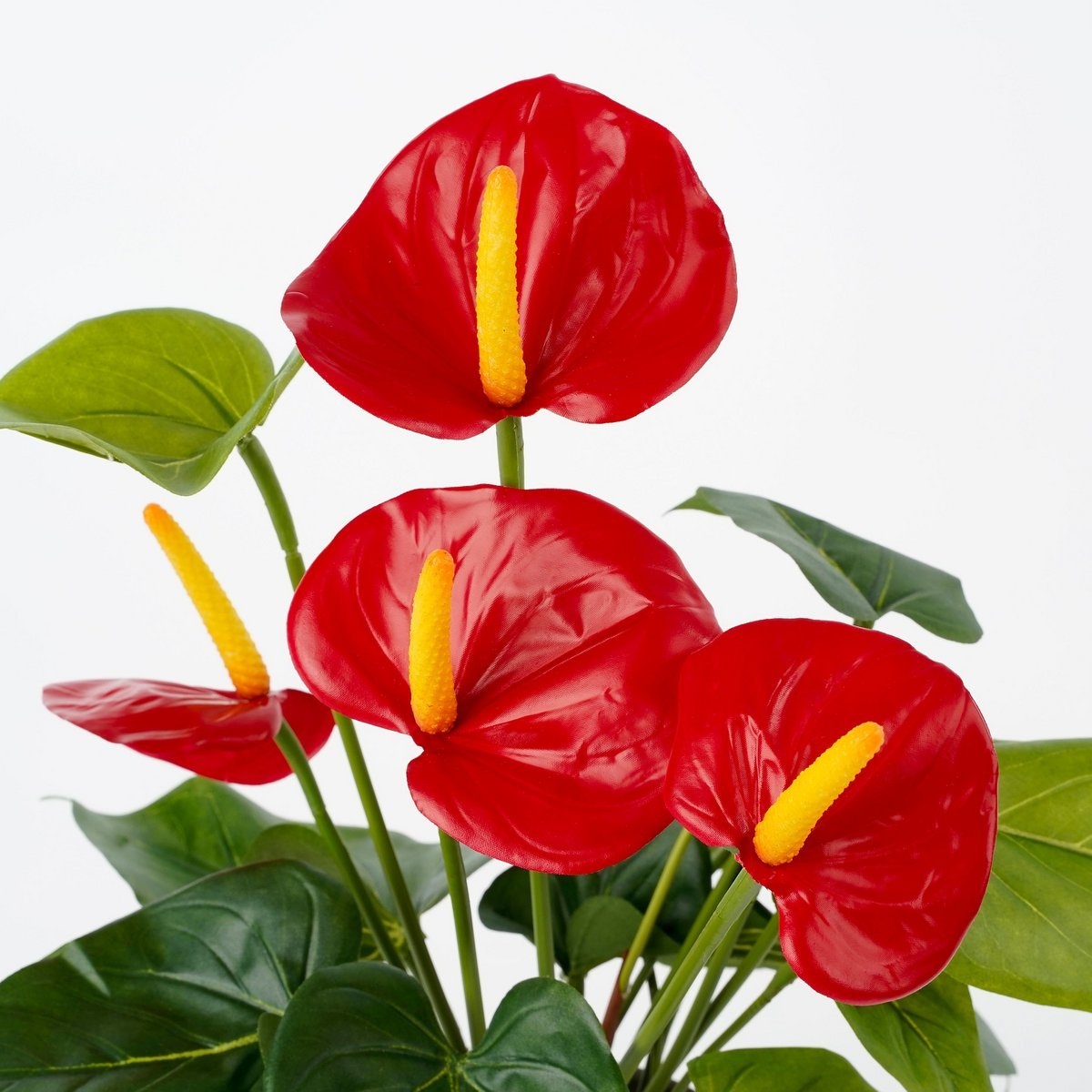 KantoormeubelenPlus Anthurium Kunstplant in Bloempot Stan - H38 x Ø30 cm - Rood