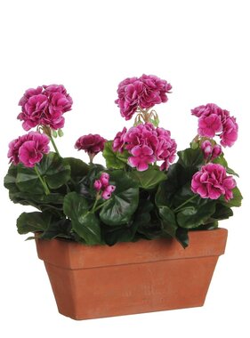 KantoormeubelenPlus Geranium Kunstplant in Balkonbak - L29 x B13 x H40 cm - Paars