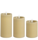 KantoormeubelenPlus LED Pilaarkaars - Set van 3 - H15 x Ø7,5 cm - Wax - Taupe