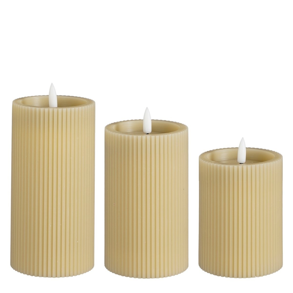 KantoormeubelenPlus LED Pilaarkaars - Set van 3 - H15 x Ø7,5 cm - Wax - Taupe