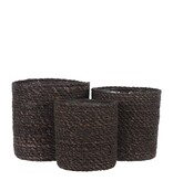 KantoormeubelenPlus Atlantic Mand voor Planten - Set van 3 - H16 x Ø16 cm - Zeegras - Grijs