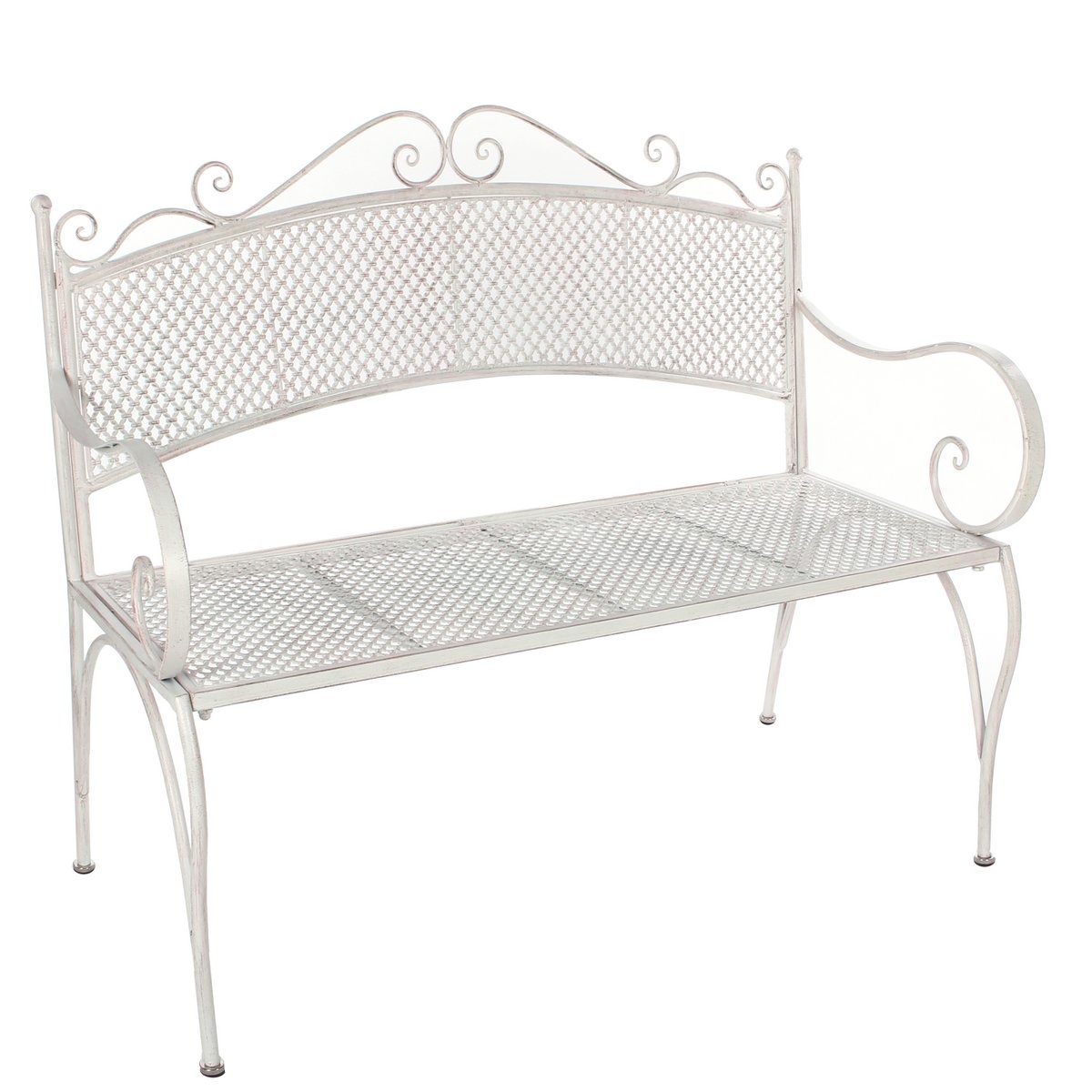 KantoormeubelenPlus Provence Tuinbank - L107,5 x B50,5 x H91 cm - Metaal - Wit